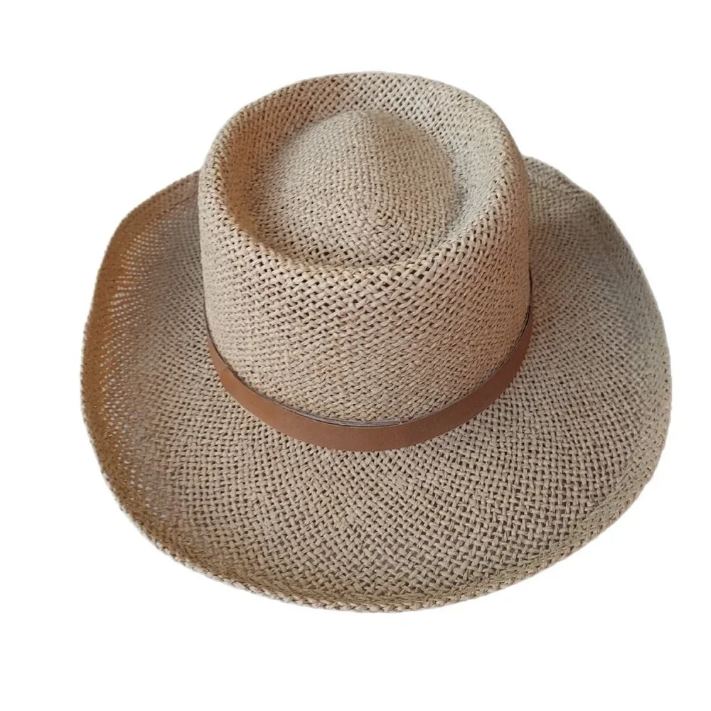 Coastal Cowgirl Hat Belt Sliver Eagle Details Summer Straw Head Diameter Size 22 - Picture 7 of 13